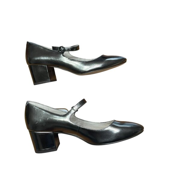 Metallic Silver Mary Jane Block Heels By Louise Et Cie Size 8.5M / 38.5 - Picture 4 of 12